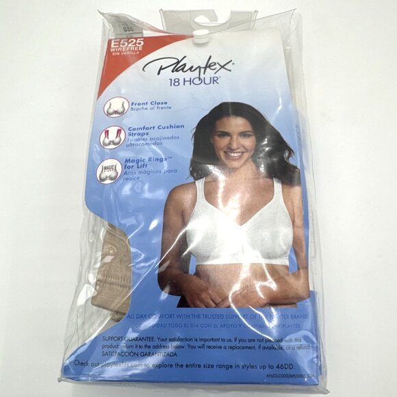 Playtex 18hr Wirefree Bra 38B Nude PowerSupport Front Close Smoothing E525 - Picture 12 of 15